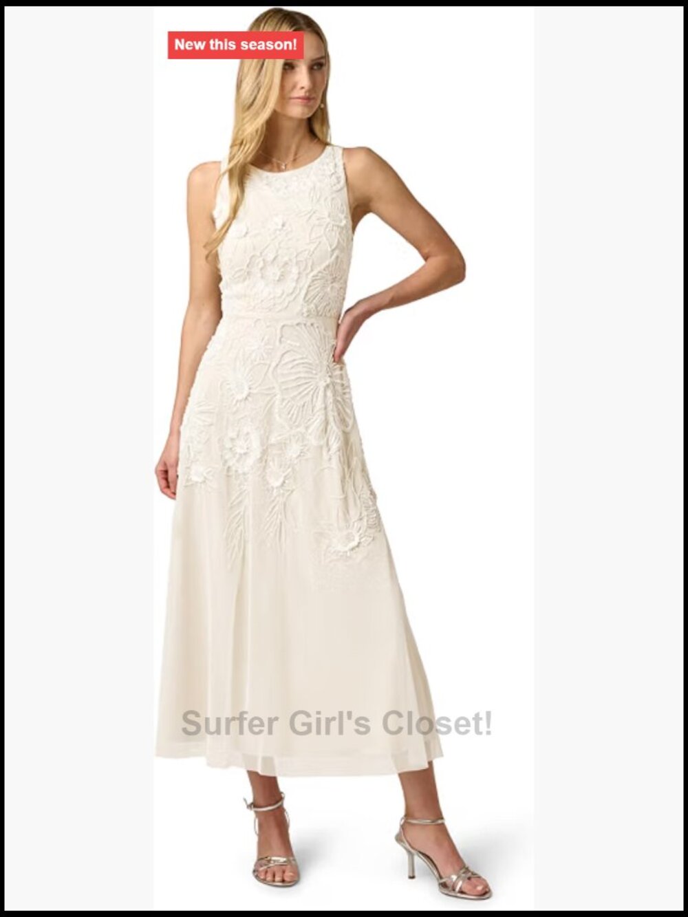 Adrianna Papell Bead Mesh Bateau Cocktail Dress